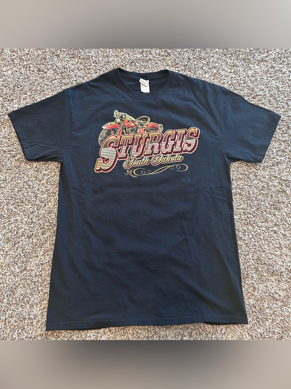 STURGIS SOUTH DAKOTA MOTORCYCLE TEE Mount Rushmore Bison Black MEDIUM M